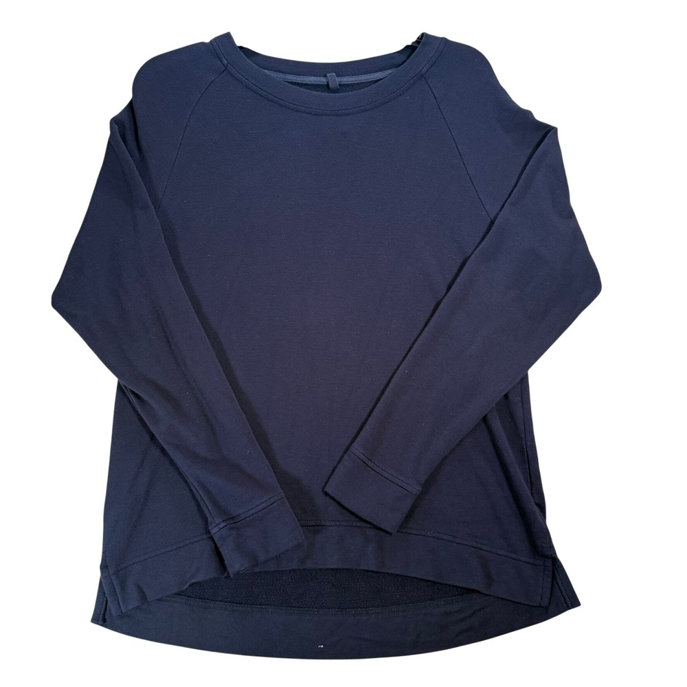 Lou & Grey Signaturesoft Navy Blue Raglan Sweatshirt High Low Hem Small